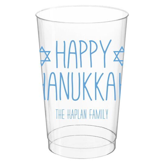 Hanukkah Jewish Stars Clear Plastic Cups